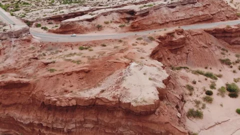 Drone Aerial View Of The Red Rocks In Las Conchas River Valley In Argentina Stock Footage 191754675