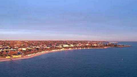 Drone aerial view rising vertically from the sea surface towards the sea Stock Footage 209131151