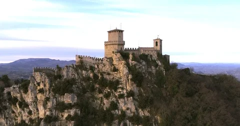 Drone aerial view of San Marino republic Stock Footage