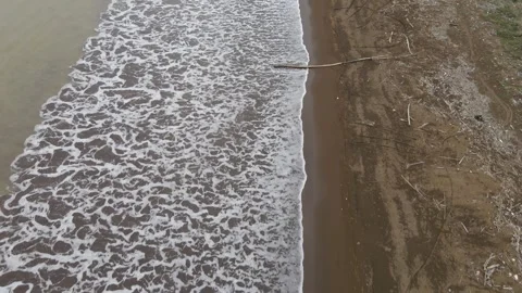 Drone Aerial View of Sandy Beach and Sediment Water Stock Footage 326327067