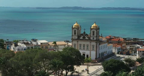 DRONE - Aerial view of Senhor do Bonfim Church -  bahia, brazil Stock Footage 127252323
