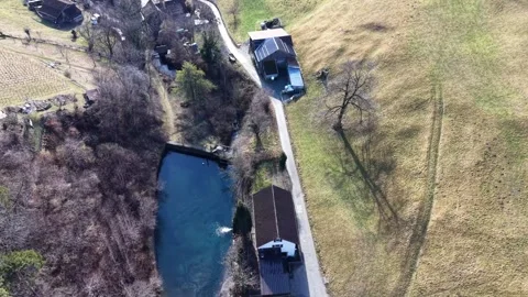 Drone Aerial View of  a small river dam 스톡 동영상 329014092