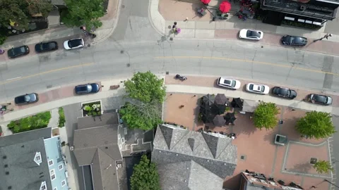 Drone aerial view of small town in Canada Ontario Stock Footage 276334047
