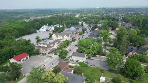 Drone aerial view of small town in Canada Ontario Stock Footage 276334073
