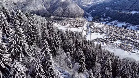 Drone Aerial View of Snow Stock Footage 315073637