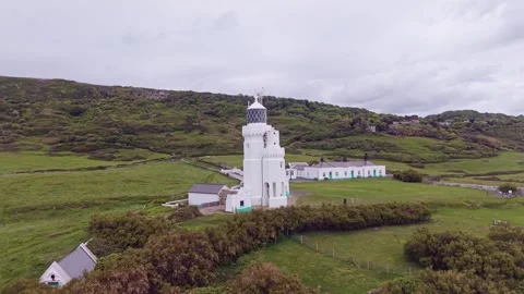 Drone Aerial View of St Catherine's Lighthouse on the Isle of Wight Stock-Footage 336944744