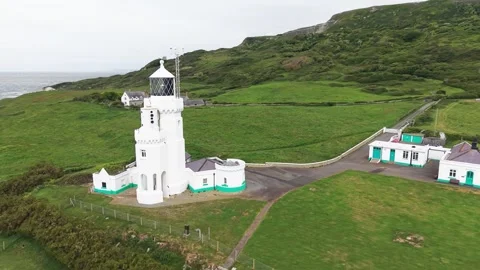 Drone Aerial View of St Catherine's Lighthouse on the Isle of Wight Stock-Footage 336944746