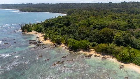 Drone Aerial view at sunrise of some beautiful hidden beach with cristal cl.. Stock Photos