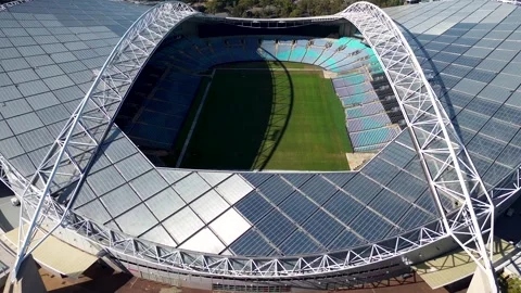 Drone aerial view of Sydney Olympic park sports entertainment area show 動画素材 254406478