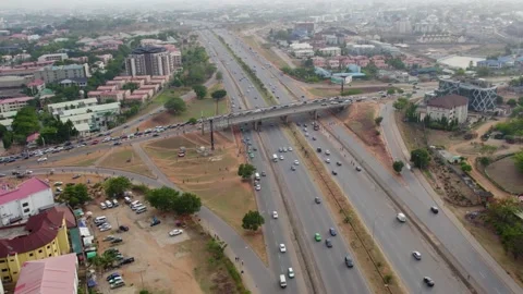 Drone Aerial view of the vehicular intersection, traffic  and congestion Stock Footage 188311288
