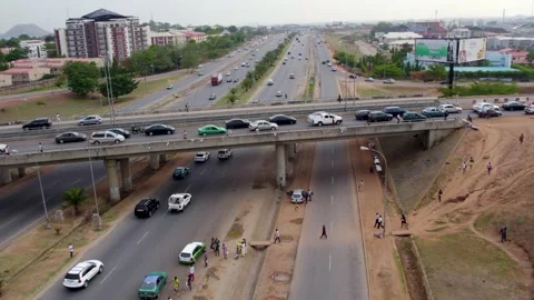 Drone Aerial view of the vehicular intersection, traffic  and congestion Stock-Footage 188311818