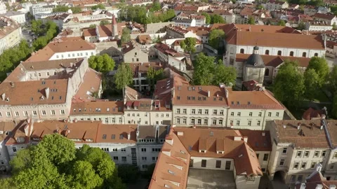 Drone aerial view of Vilnius old town Stock Footage 243717968