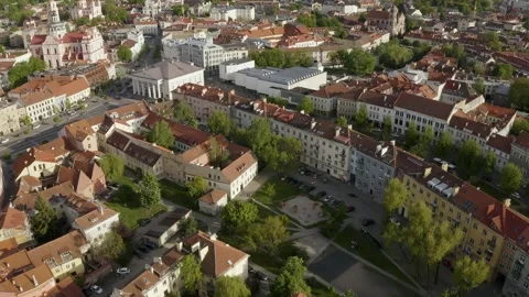 Drone aerial view of Vilnius old town Stock Footage 243718532