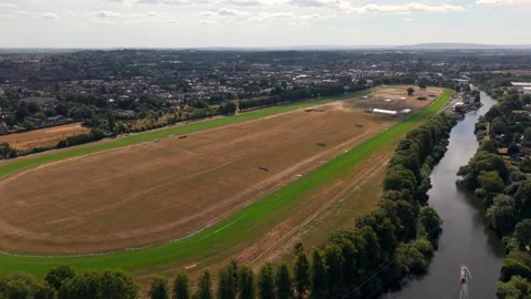 Drone aerial view of Worcester Racecourse Stock-Footage 342013126