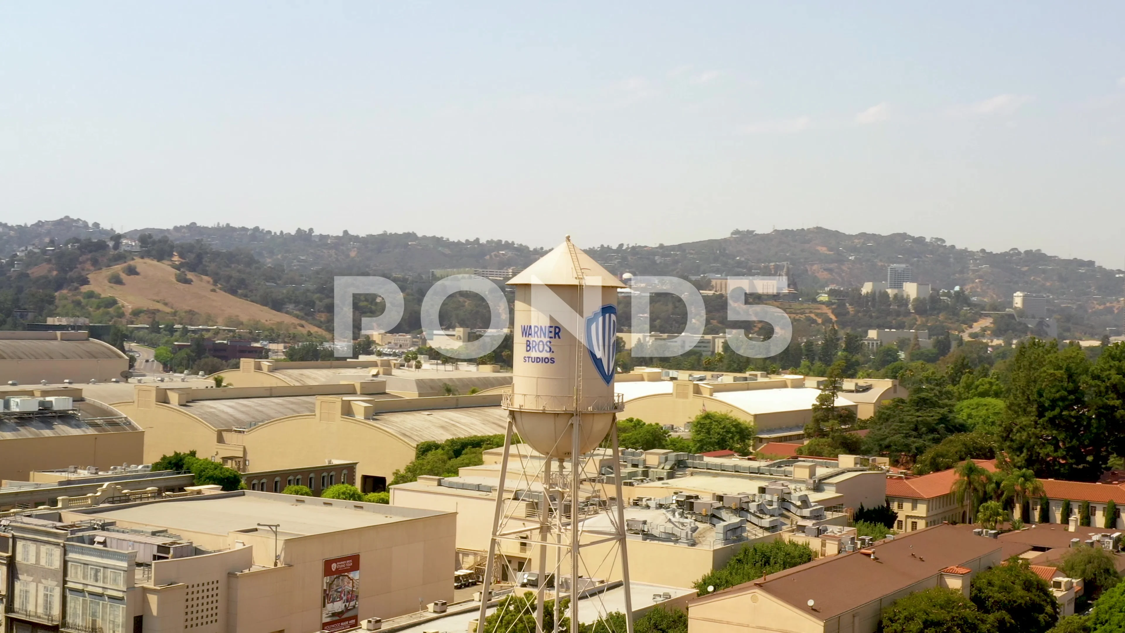Drone aerial of the Warner Bros. Studio ... | Stock Video | Pond5