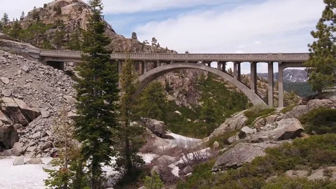 Drone Aerials of Rainbow Bridge at Donner Pass Stock Footage 77079160