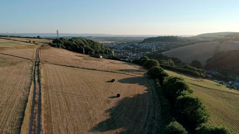 Drone Aeriel Foortage North Devon Village - Braunton Video stock 92015419