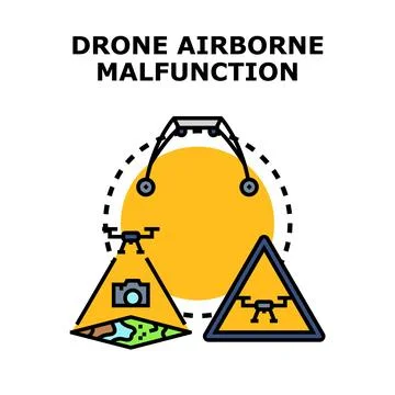 Drone airborne malfunction and system warning concept Illustrazione stock