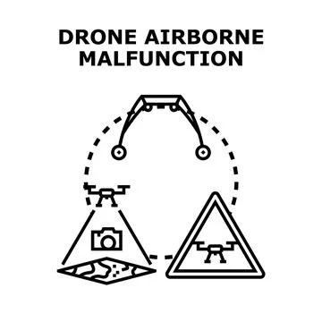 Drone airborne malfunction and system warning concept Stock Illustration