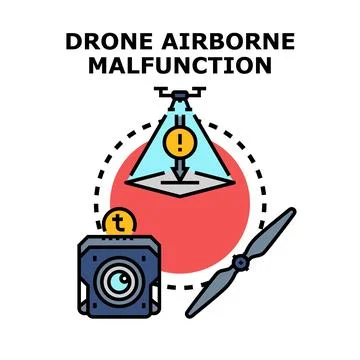 Drone airborne malfunction concept of technology problem Stock Illustration