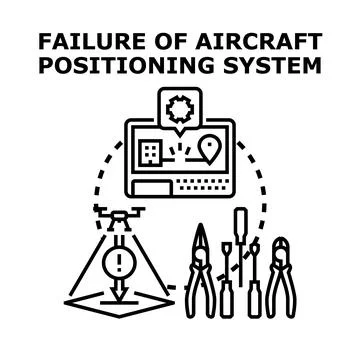 Drone aircraft positioning system failure vector concept Stock Illustration