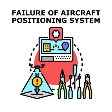 Drone aircraft positioning system failure vector concept Stock Illustration
