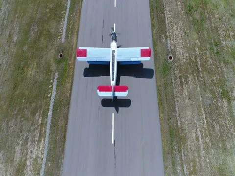 Drone airplane field Stock Footage 80212136