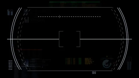 Drone / Airplane Interface HUD overlay loop animation on black - alpha Video stock 119657137