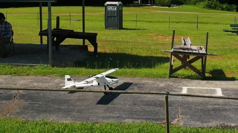 Drone airplane pulls onto tarmac Stock Footage 92381801
