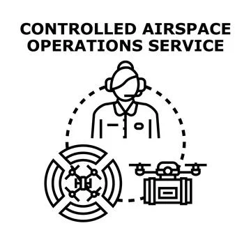 Drone airspace control operations service management Stock Illustration