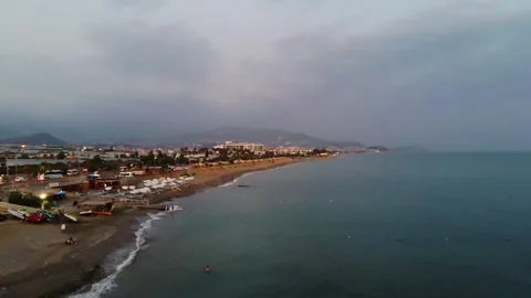 Drone along coast Stockbeeldmateriaal 251645723