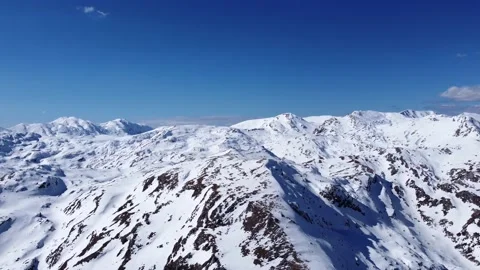 Drone of an amazing panoramic view of a mountain range covered with snow Stock Footage 171816705