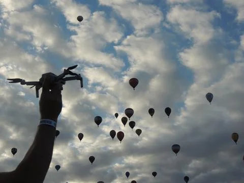 Drone and balloons Stock Photos