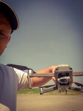 Drone and Operator Foto stock