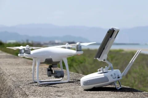 Drone and remote controller Stock Photos