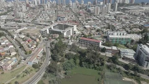 Drone and Vertical Pan from Sausalito Lagoon to Downtown, University Complexes Stock Footage 235948600