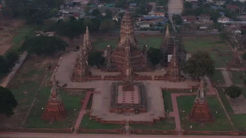 Drone angle on King Prasat Tong’s temple in morning light Video stock 304598632