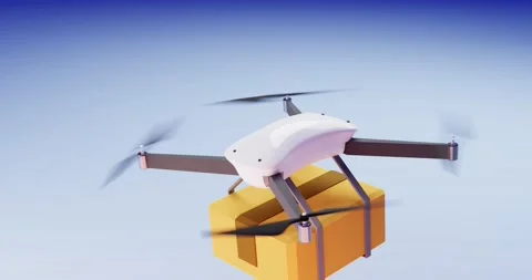 Drone animation package delivery looping ready, quadcopter, 8K, 3D render Stock Footage 231470647