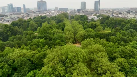 Drone Approach to Chamber of Representatives from Parc Royal, Brussels Stock Footage 276098815