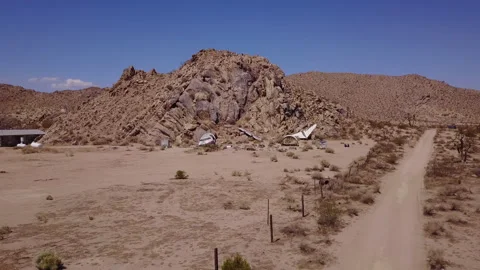 Drone Approach to Crashed Airplane Wreckage in the California Desert Stock Footage 288256344