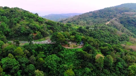 Drone approach to the observation deck, Karon View Point, green mountains Stock Footage 246261000