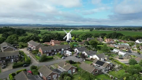 Drone Approach Shot of Windmill Hill, Herstmonceux, England Stock Footage 303282134