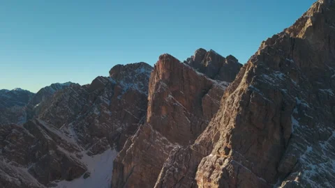 Drone Approach Toward Rocky Cliffs in the Cadore Dolomites, Italy Stock Footage 335811442