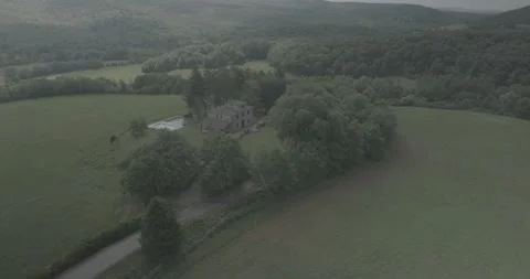 Drone Approach to Tuscan Villa Through Vineyards and Rolling Hills, Italy Stock Footage 343932985