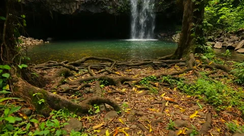 Drone Approach to Waterfall Stock Footage 52988195