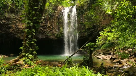 Drone Approach to Waterfall Stock Footage 52991749