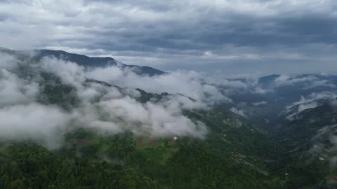 Drone Approaches Snow Capped Summits and Clouds, Adjara Mountains 스톡 동영상 337333768