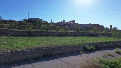 Drone Approaching Castell Medieval de l'Albi Stock Footage 285938663
