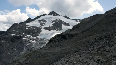Drone approaching Pizzo Ferrè glacier on Italian Alps Stock Footage 255204525