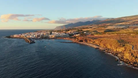 Drone Approaching Playa San Juan at Sunset Stock Footage 326643081